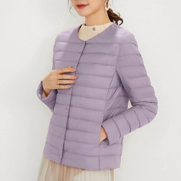 NEW PufferJacket Sz.XL Purple Goose Down Lightweight Pockets Quilted Packable - Picture 1 of 16